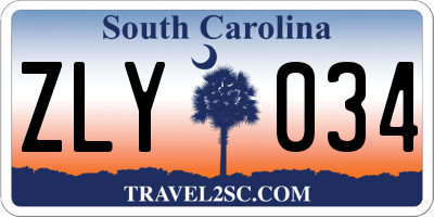 SC license plate ZLY034
