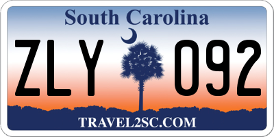 SC license plate ZLY092