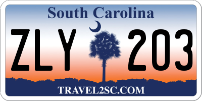 SC license plate ZLY203