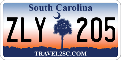 SC license plate ZLY205