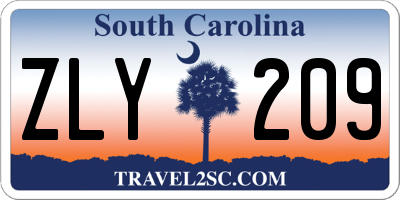 SC license plate ZLY209