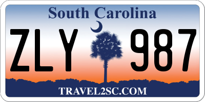 SC license plate ZLY987