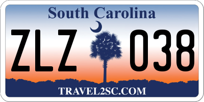 SC license plate ZLZ038