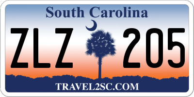 SC license plate ZLZ205