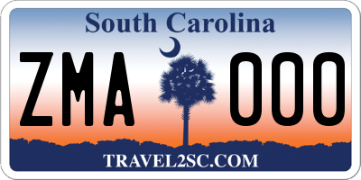 SC license plate ZMA000