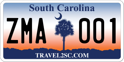 SC license plate ZMA001