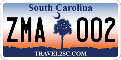 SC license plate ZMA002