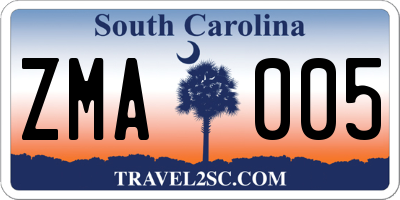 SC license plate ZMA005