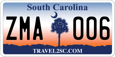 SC license plate ZMA006