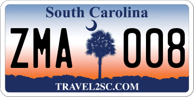 SC license plate ZMA008
