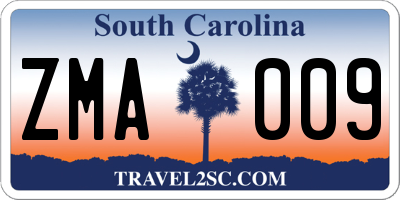 SC license plate ZMA009
