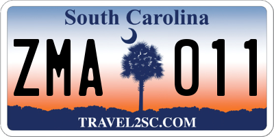 SC license plate ZMA011