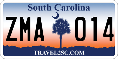 SC license plate ZMA014