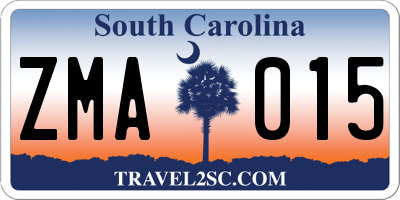 SC license plate ZMA015