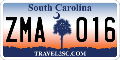 SC license plate ZMA016