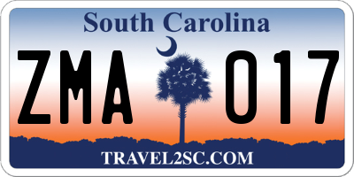 SC license plate ZMA017
