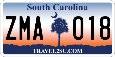 SC license plate ZMA018