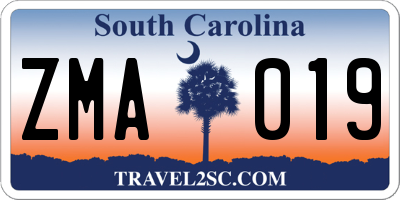 SC license plate ZMA019