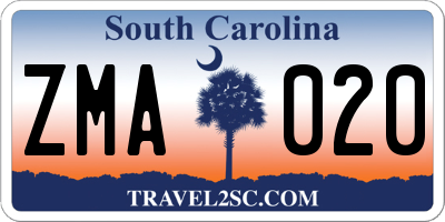 SC license plate ZMA020