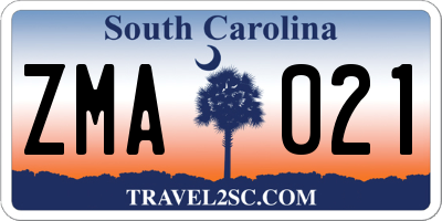 SC license plate ZMA021