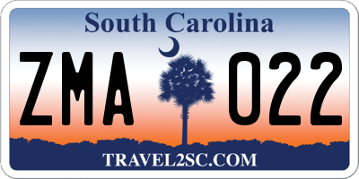 SC license plate ZMA022