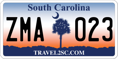 SC license plate ZMA023
