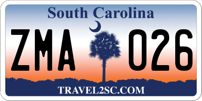SC license plate ZMA026