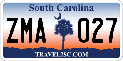 SC license plate ZMA027