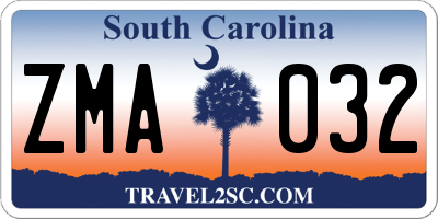 SC license plate ZMA032