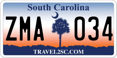 SC license plate ZMA034