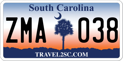 SC license plate ZMA038