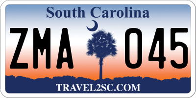 SC license plate ZMA045