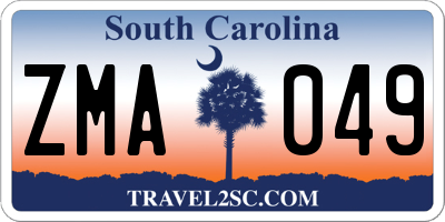 SC license plate ZMA049