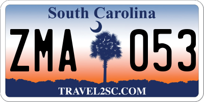SC license plate ZMA053