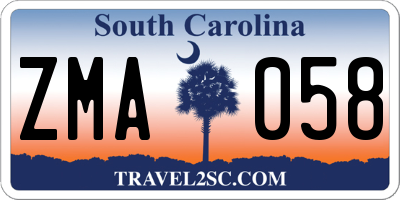 SC license plate ZMA058