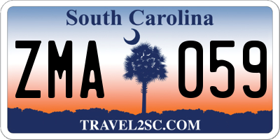 SC license plate ZMA059