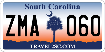 SC license plate ZMA060