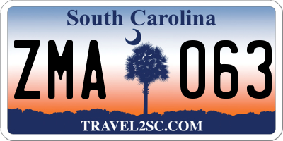 SC license plate ZMA063