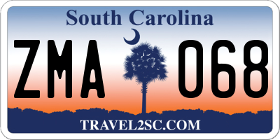 SC license plate ZMA068