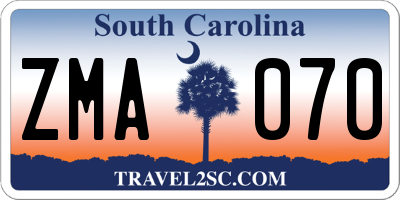 SC license plate ZMA070