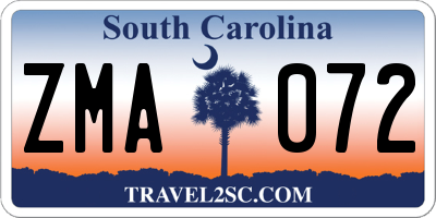 SC license plate ZMA072