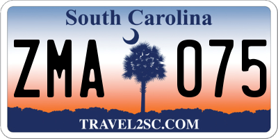 SC license plate ZMA075