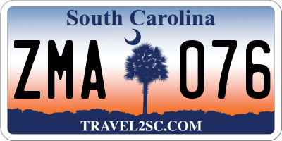 SC license plate ZMA076