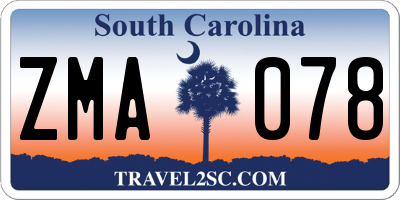 SC license plate ZMA078