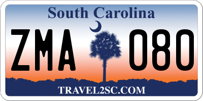 SC license plate ZMA080