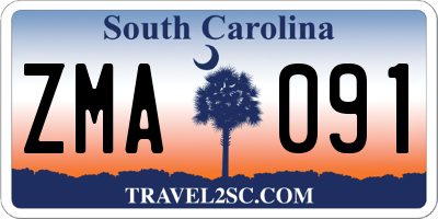 SC license plate ZMA091