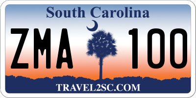 SC license plate ZMA100