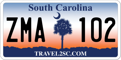SC license plate ZMA102