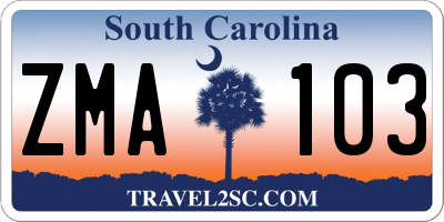 SC license plate ZMA103