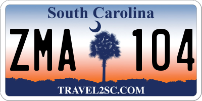 SC license plate ZMA104